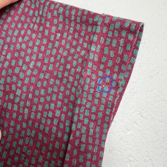 Bodhi by Kotomori Mens Linen Button Up Shirt Size Large Red Green Short Sleeve - Picture 9 of 13